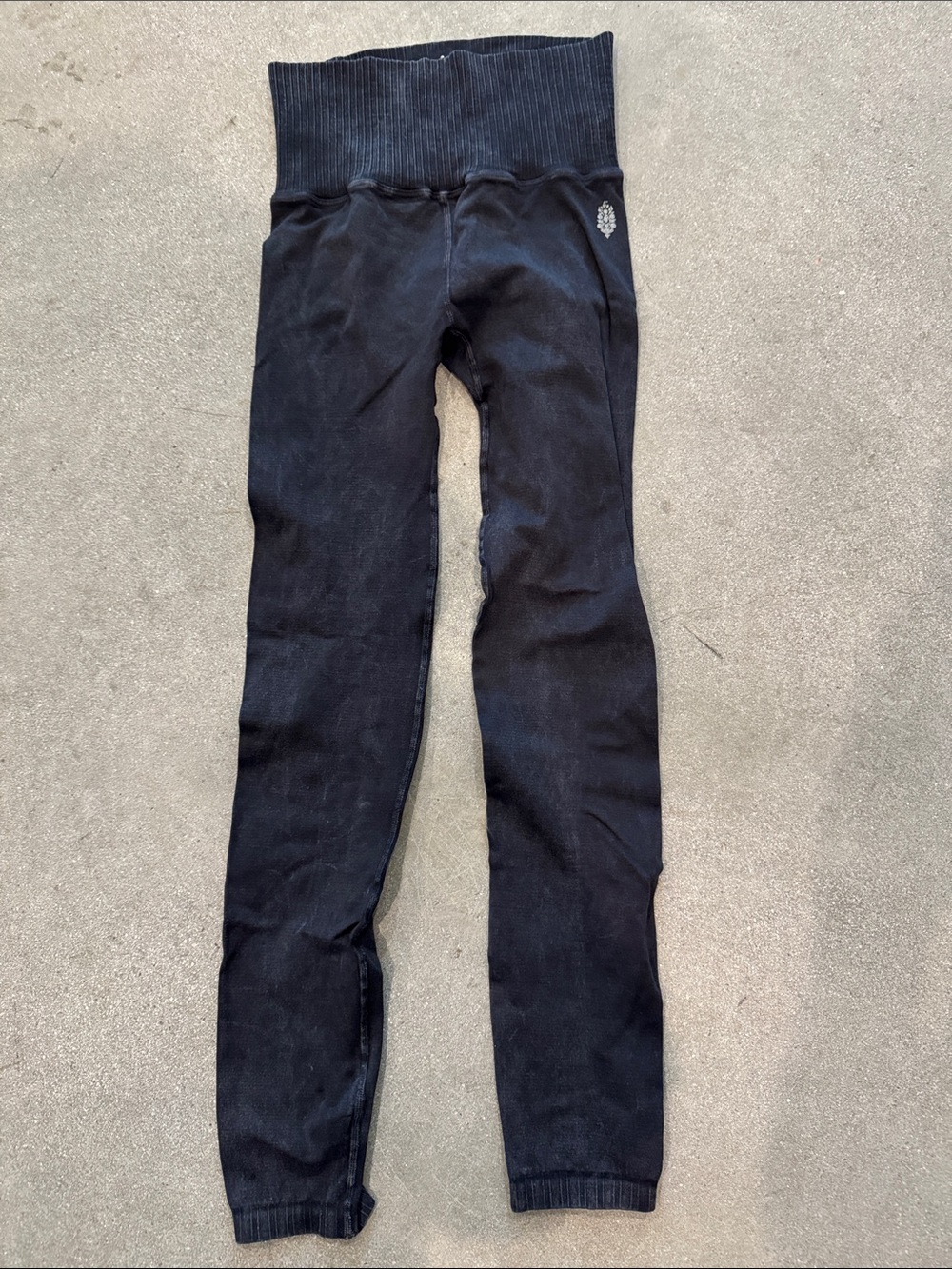 Free People Black Skinny Rib-Waist Jeans